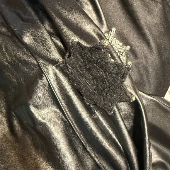 Black Embellished Faux Leather Women's Pant Set - 1X - Picture 3 of 5